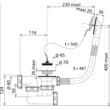Vidange de baignoire à chaînette ECOBAIN