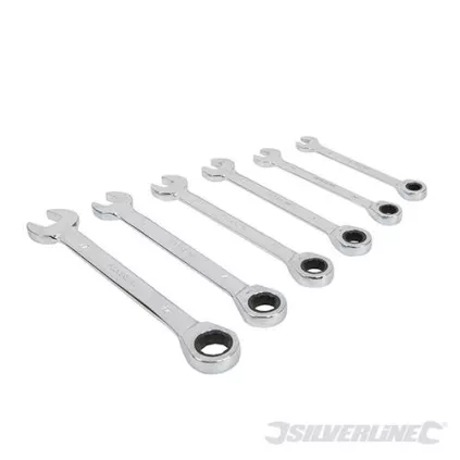 Clés mixtes à cliquet et à tête droite 6 pcs 8 - 17 mm SILVERLINE -