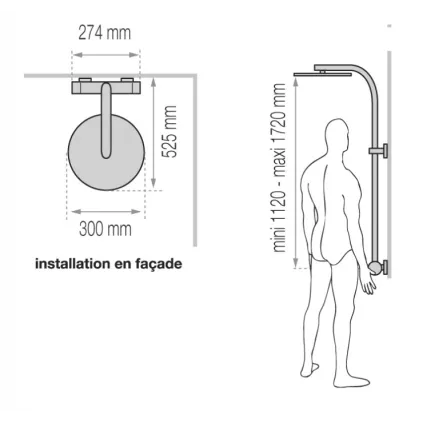 Colonne de douche OPIUM 300 Thermostatique Sans Tablette