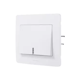 Interrupteur DIAM 2 BLANC bouton poussoir avec voyant DEBFLEX