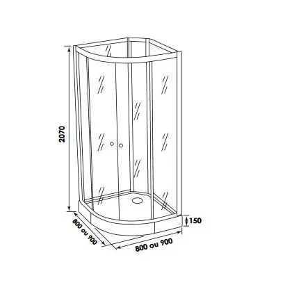 Cabine Intégrale TAYA 1/4 de Rond 90x90