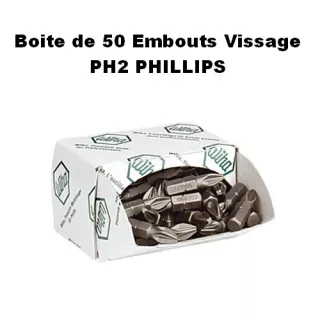 Boite de 50 Embouts Vissage PHILLIPS PH2 WIHA