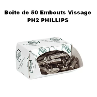 Boite de 50 Embouts Vissage PHILLIPS PH2 WIHA