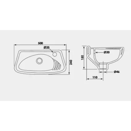 Lave Mains de Face Blanc 45x28 cm