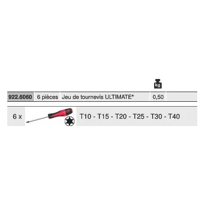 Boîte de 6 tournevis ULTIMATE® TORX®