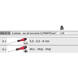 Boîte de 6 tournevis plat ULTIMATE max® KSTOOLS