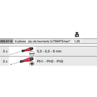 Boîte de 6 tournevis plat ULTIMATE max® KSTOOLS