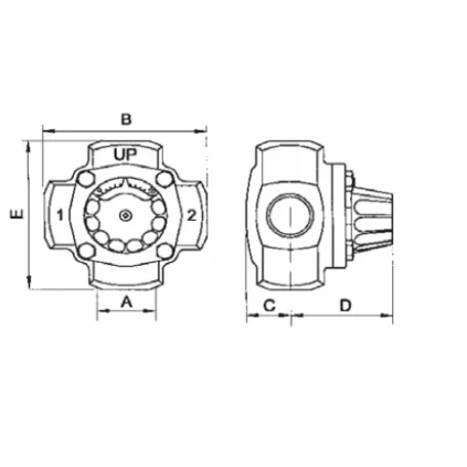 Vanne mélangeuse 4 voies Fonte TERMOMIX KV