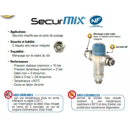 Mitigeur Thermostatique SECURMIX Réglable 3/4
