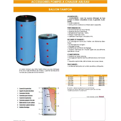 Ballon tampon chauffage circuit fermée 80 litres