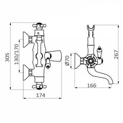 Mitigeur Bain/Douche Thermostatique 1866 Chromé Equipé