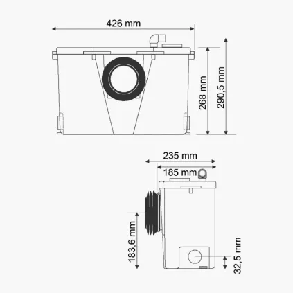 Broyeur de WC ADAPTABLE ECO + entre 1 Lavabo