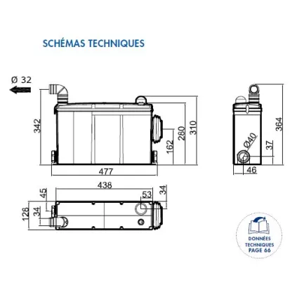 Broyeur pour cuvette WC suspendue W16P