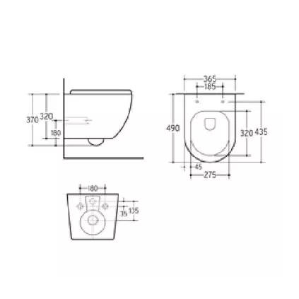 Cuvette Suspendu Sans Bride Noir