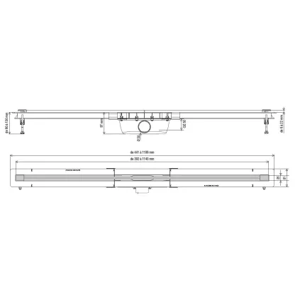 Caniveau Douche Grille Inox ajustable PANAMA 400-1200mm
