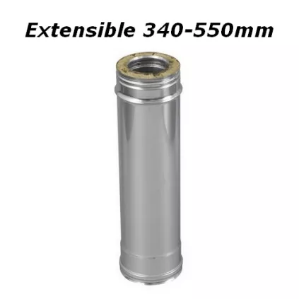 Conduit Pellets Double parois D80/130 Réglable 340-550mm TEN