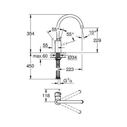 Mitigeur Evier CONCETTO Bec haut 32661003