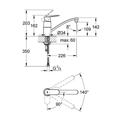 Mitigeur Evier Eurosmart cosmopolitain 32842000