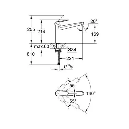Mitigeur Evier Eurodisc Cosmopolitain 33770002