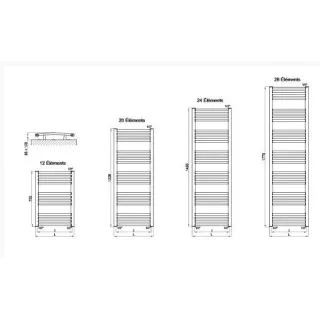 Radiateur Sèche Serviette MAHAMA Galbé H1238x500 514Wts THERMADOR ECO