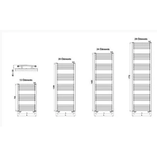 Radiateur Sèche Serviette MAHAMA Galbé H1238x500 514Wts THERMADOR ECO