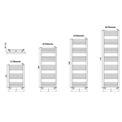 Sèche Serviette MAHAMA Droit H1238x600 598Wts