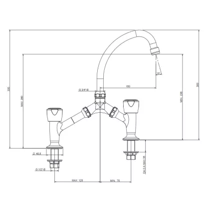 Mélangeur Universel 2 Trous entraxe Variable PRESTO