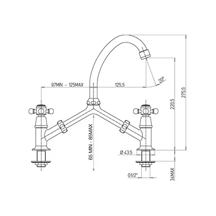 Mélangeur lavabo à pont TIFFANY 18245A