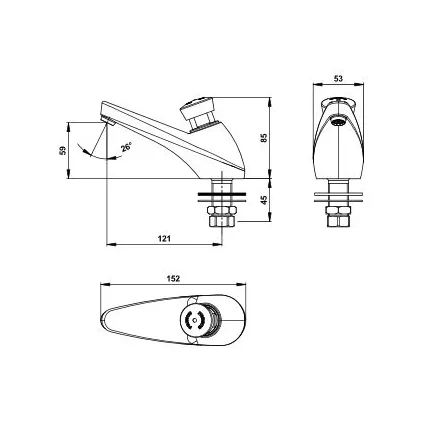 Robinet Lavabo Temporisé 605 S 1/2 antiblocage Eau Chaude