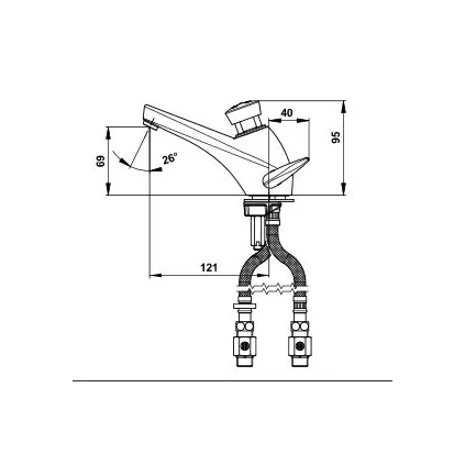 Mitigeur sur plage PRESTO 3000S 3/8 antiblocage + Robinet