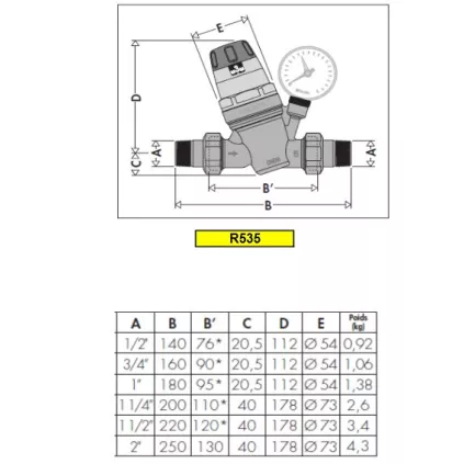 Réducteur de pression 535 à Cartouche Avec Mano
