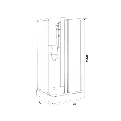 Cabine de douche RIMINI 80x80 Porte coulissante